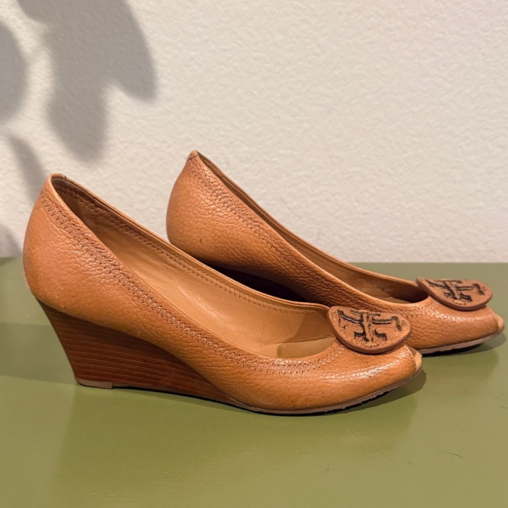 Tory Burch Leather Wedge Peep Toes